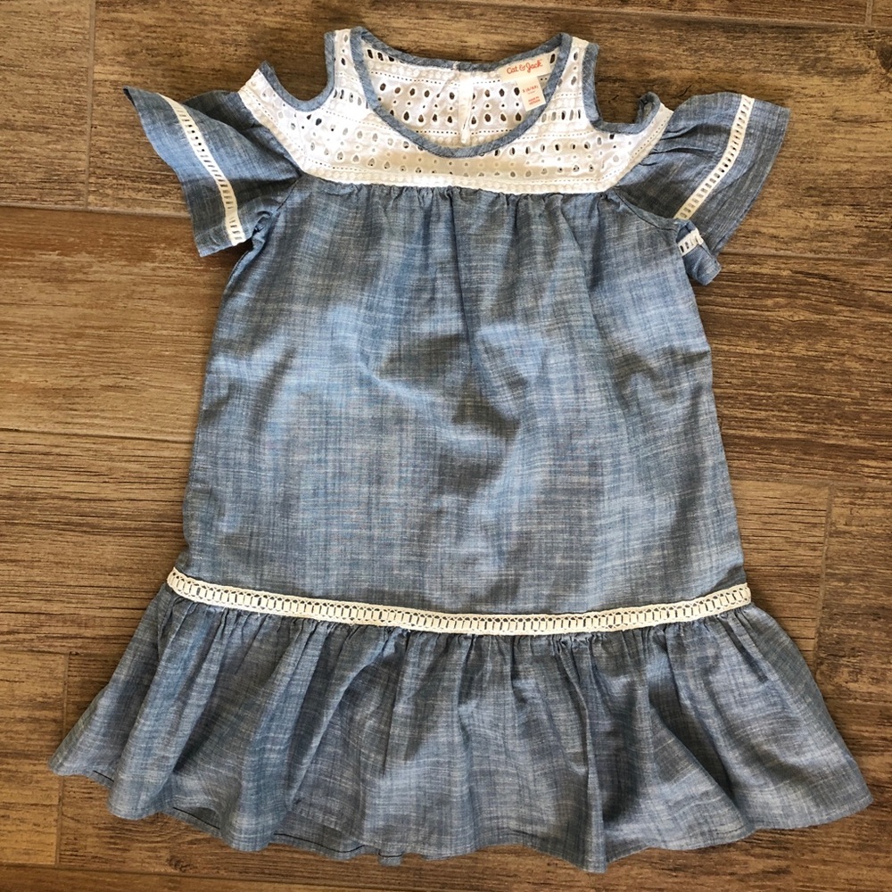NWT Cat & Jack Denim Open Shoulder Dress
